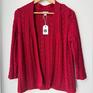 Vintage Croft and Barrow Red Crochet Cardigan